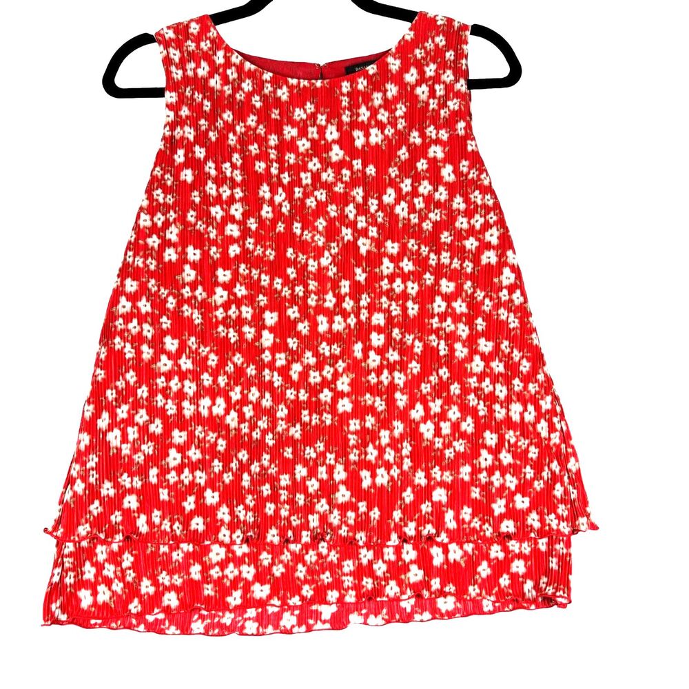 Banana Republic Top Women’s Small Red Sleeveless Floral Tiered Lined Boho Blouse
